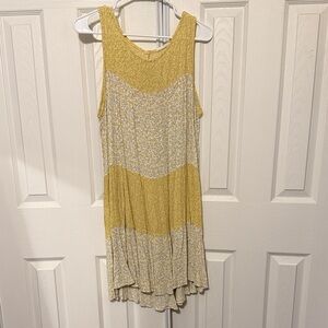 Chic Soul Yellow and Cream Midi Dress